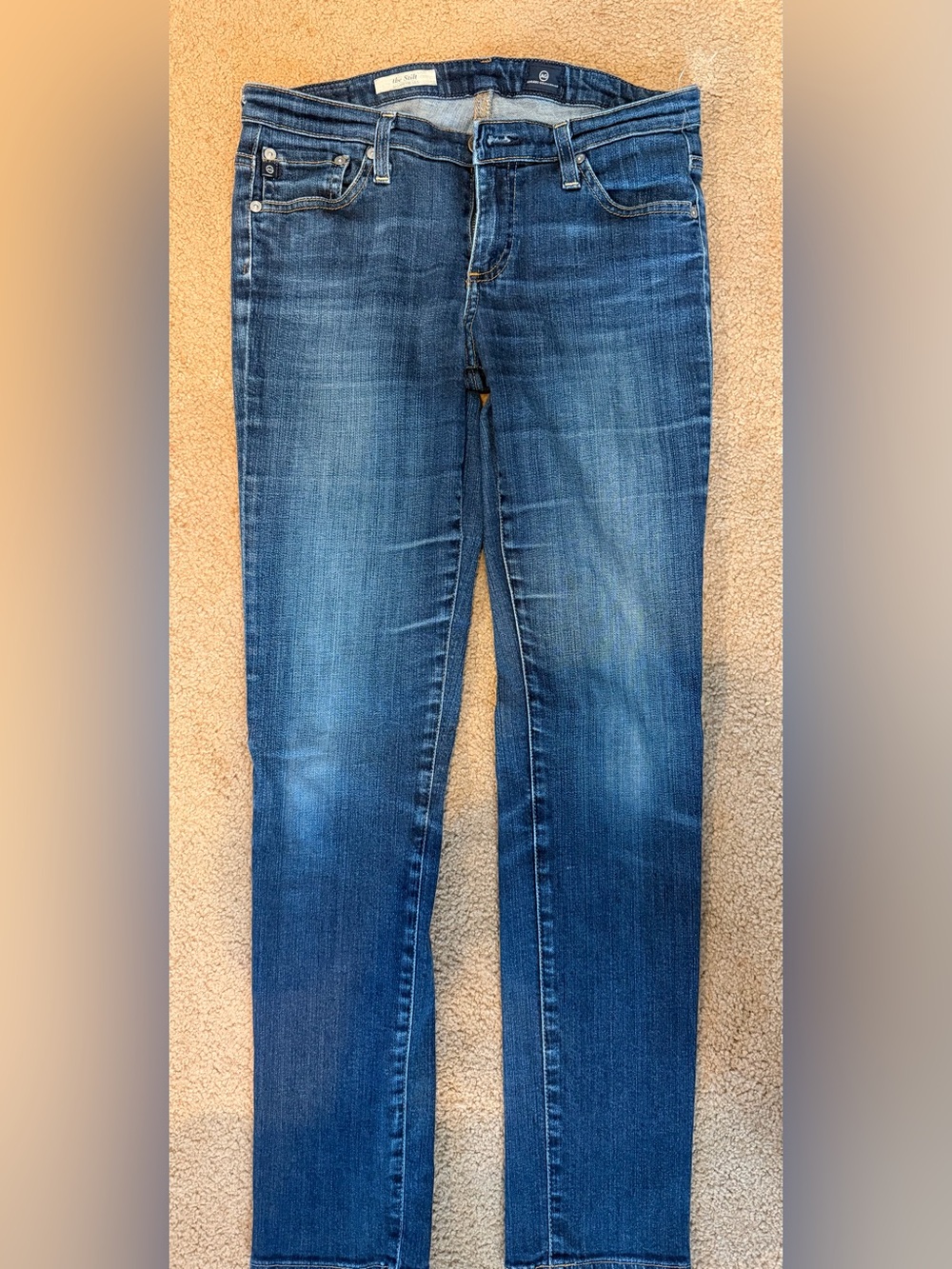 Ag Adriano Goldschmied Straight Leg Mid Blue Jeans- the Stilt cigarette leg